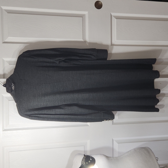 LENNIE FOR NINA LEONARD KNIT DRESS SIZE L DARK GREY TURTLE NECK BUTTONS EMBELLIS - Picture 7 of 12
